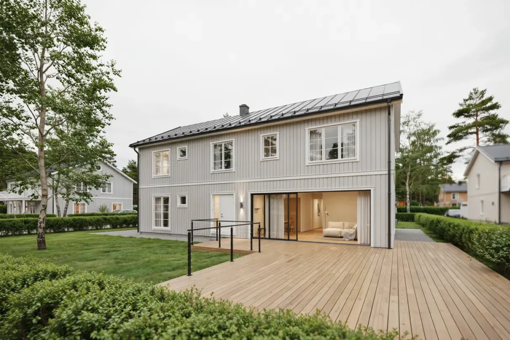 tillbyggnad av vardagsrum och nytt tr d ck p villa